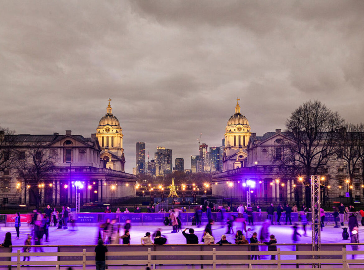 Queen's House ice-rink, Greenwich. Views of Chapel Of St Peter and St Paul